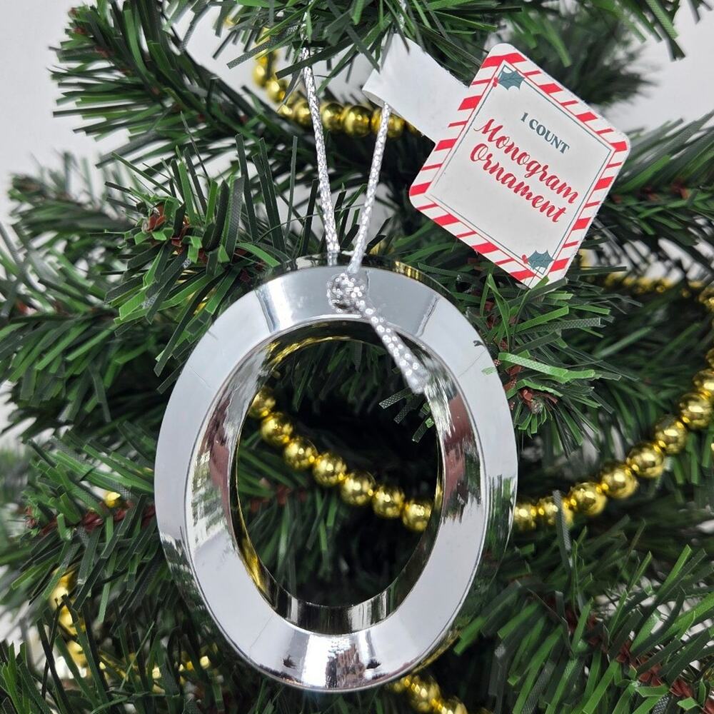 O Initial Monogram Silver Christmas Ornament